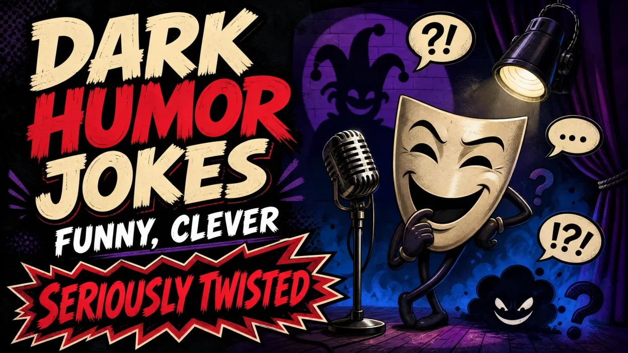 Dark humor jokes FAQ and SEO guide with questions about what dark humor is, why people enjoy it, and how to share it responsibly.